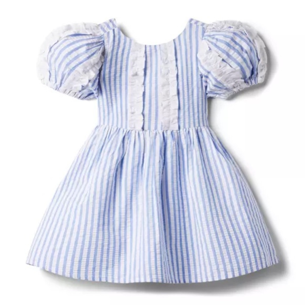 Janie and Jack Striped Seersucker Puff Sleeve Dress
